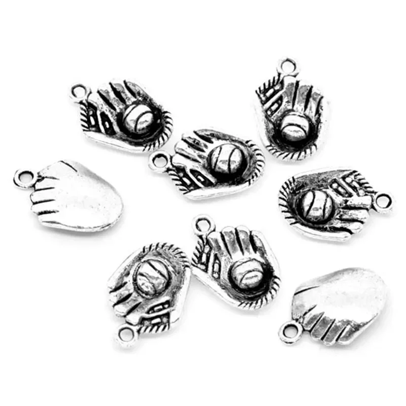 

500 шт. подвески бейсбольные перчатки серебряного тона металлические модные подвески для изготовления ювелирных изделий оптовая продажа 21x15 мм