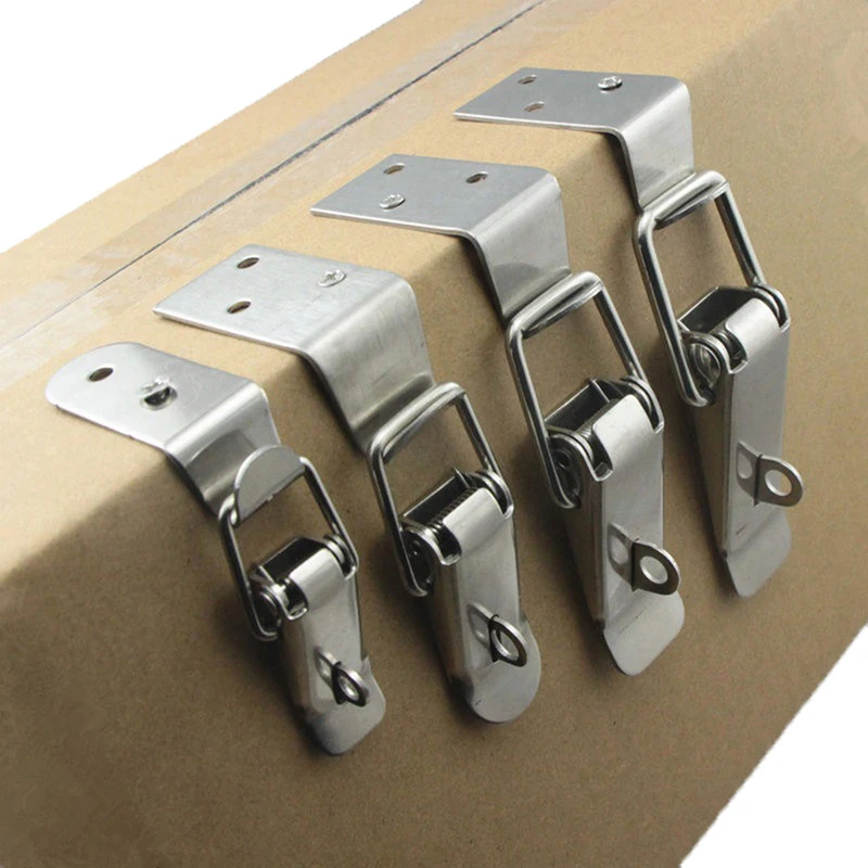 90 Degree Duck-mouth Buckle Hook Lock Iron Spring Loaded Draw Toggle Latch Clamp Clip Metal Hasp Latch Catch Clasp Toolbox Latch