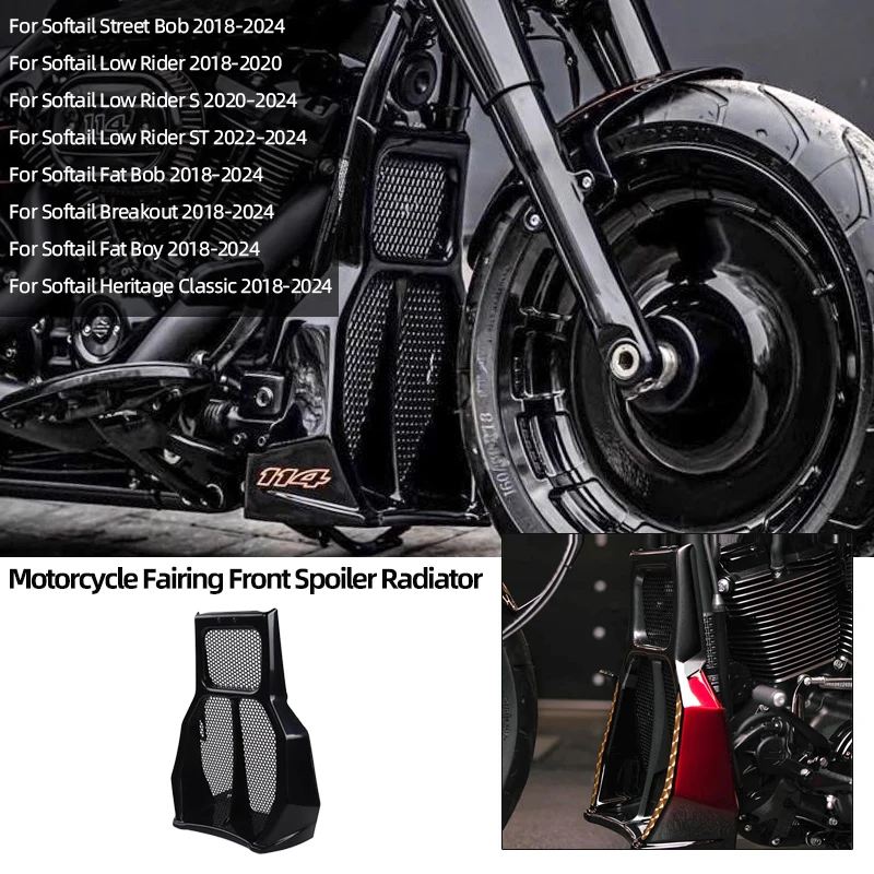 

Motorcycle Fairing Front Chin Spoiler Radiator Engine Fairing Guard Protection for 2018-2024 Harley Softail Street Bob Breakout