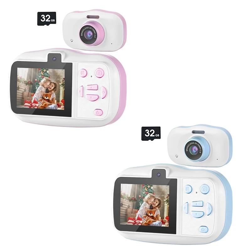 Children Camera Waterproof 1080P Mini Selfie Kid Toy Digital Cameras 32G Video Camcorder Toy Kids Birthday Gift