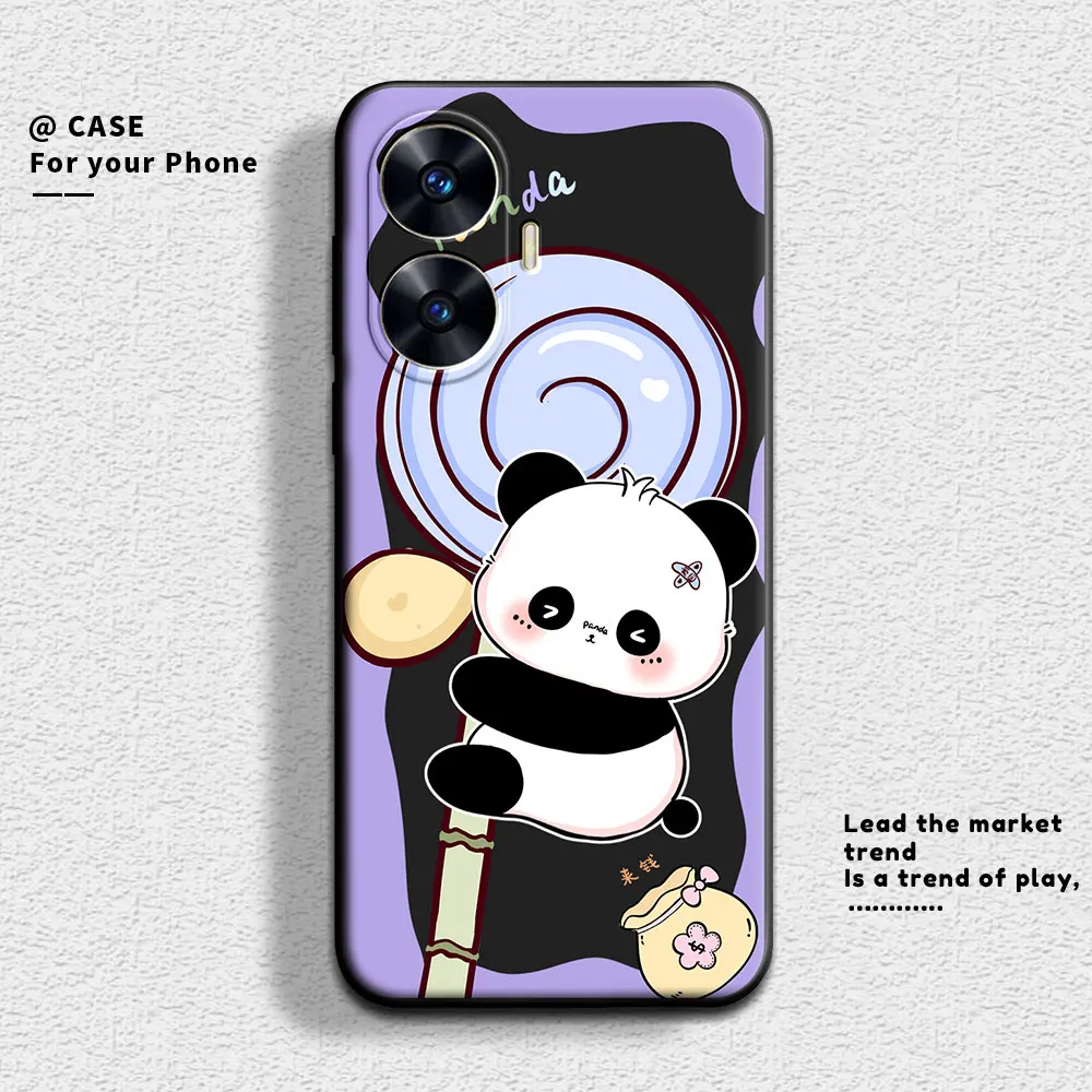 For Realme C55 C51 C53 C35 Case Cute Panda Soft Silicon Couple Phone Case For Realme C30 C30S C31 C33 2023 Protect Cartoon Cover