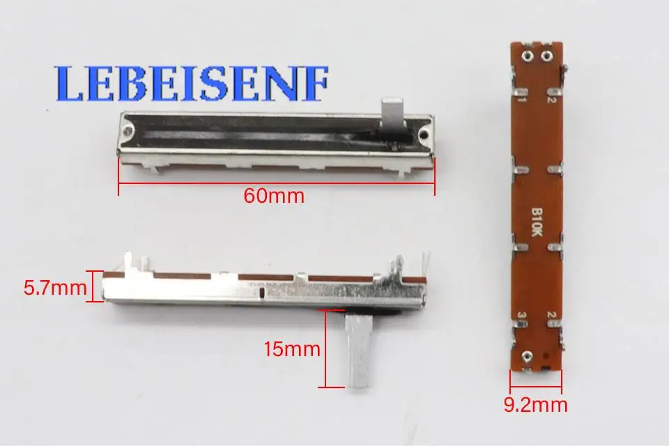 Imagem -02 - Slide Push-pull Potenciômetro Mono Fader Curso 45 mm Misturador Fader pé Comprimento do Punho 15 mm Peças Sc4521n 10kb B10k 60 mm