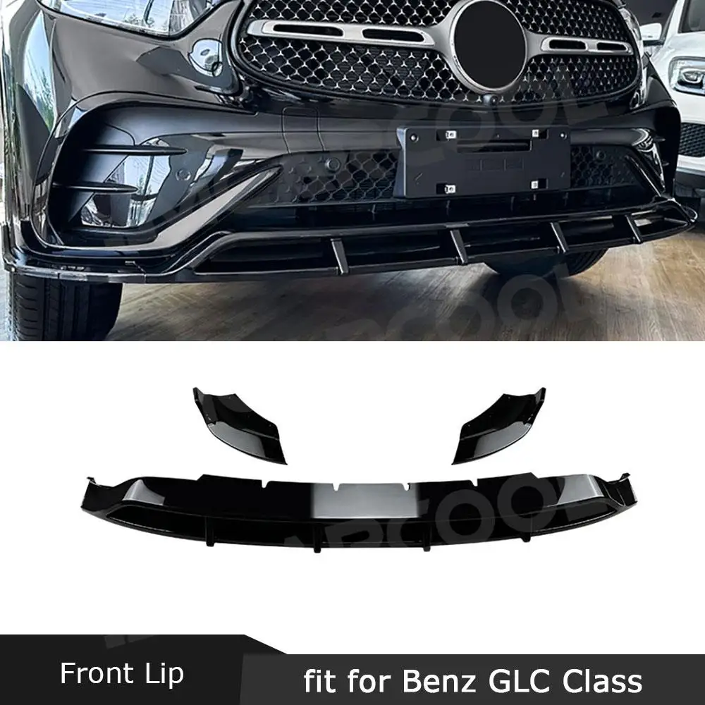 

ABS Car Front Lip Spoiler Bumper Splitter Guard For Mercedes Benz GLC Class X254 GLC 260 300 Sport 2023+ BodyKit Protector Trims
