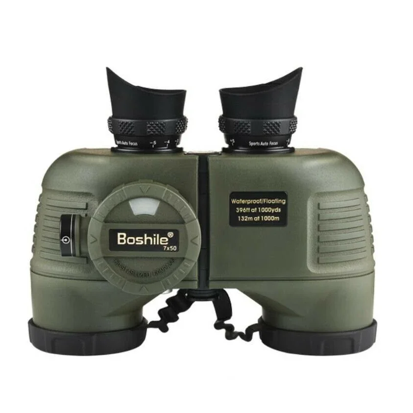 Professional 7X50 HD Binoculars Waterproof Telescope with Rangefinder for Outdoor Boating Compass for Navigation Sailing