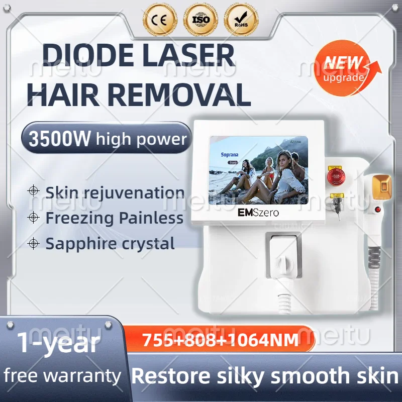 

Diode Laser 3 Wavelength Painless 808nm Hair Removal Machine Portable High Power 3500W Ice Cooling Skin Rejuvenation Whitening