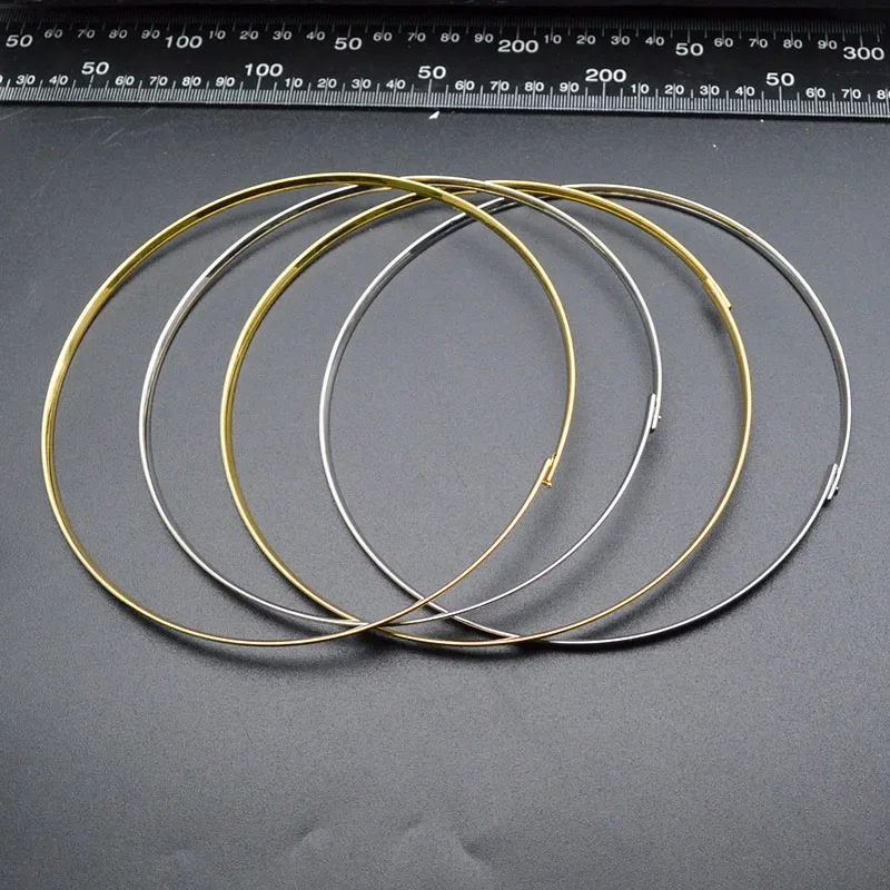 Gold Plating Color Metal Round Circle Necklace Choker Parts Necklet Chains Jewelry Findings 20pc/Lot