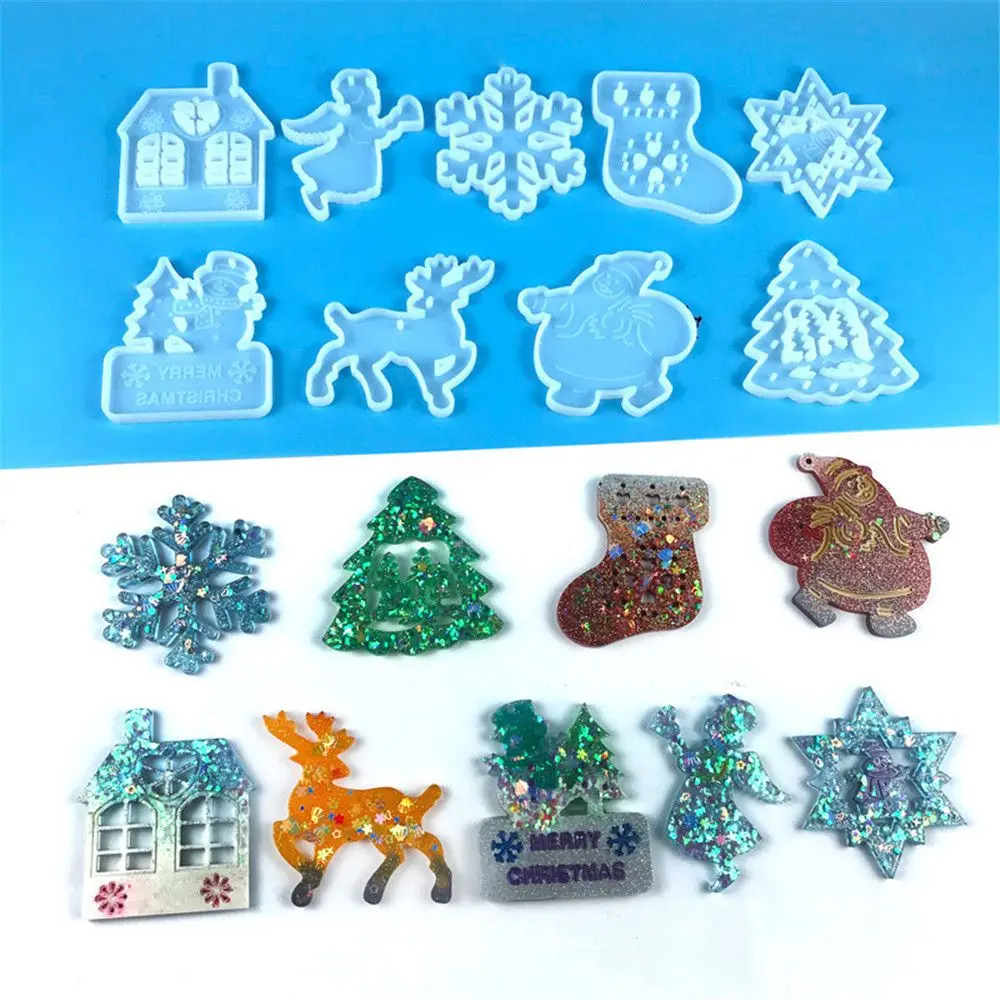 

DIY Pendant Jewelry Making Tools Christmas Tree Crystal Resin Mold Xmas Ornament Epoxy Resin Molds Silicone Mould