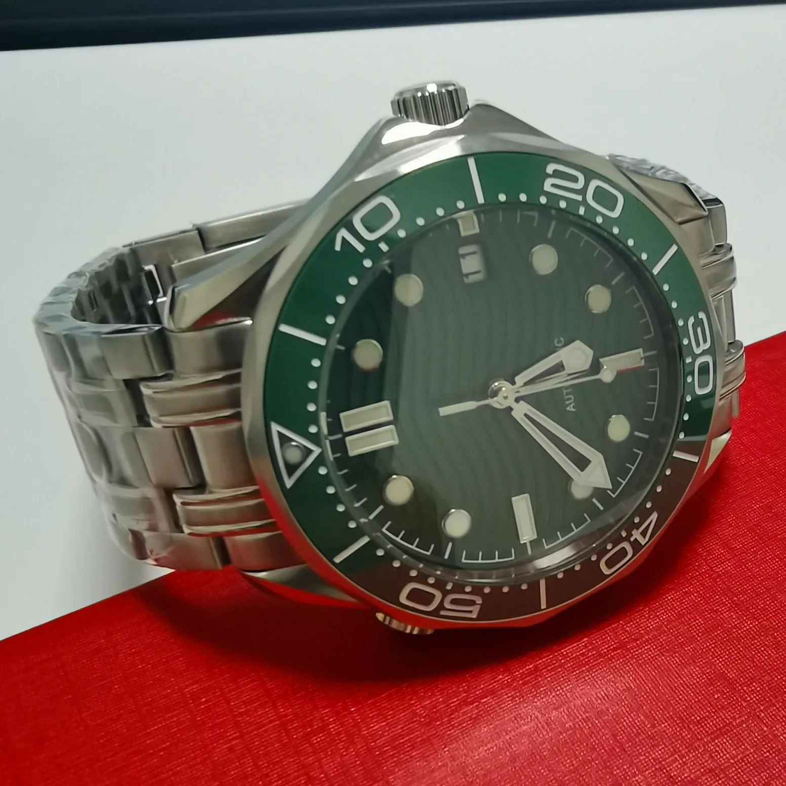 Imagem -04 - Sapphire Vidro Relógio Mecânico Green Seahorse Japão Nh35 Movimento Automático 41 mm Aço Inoxidável