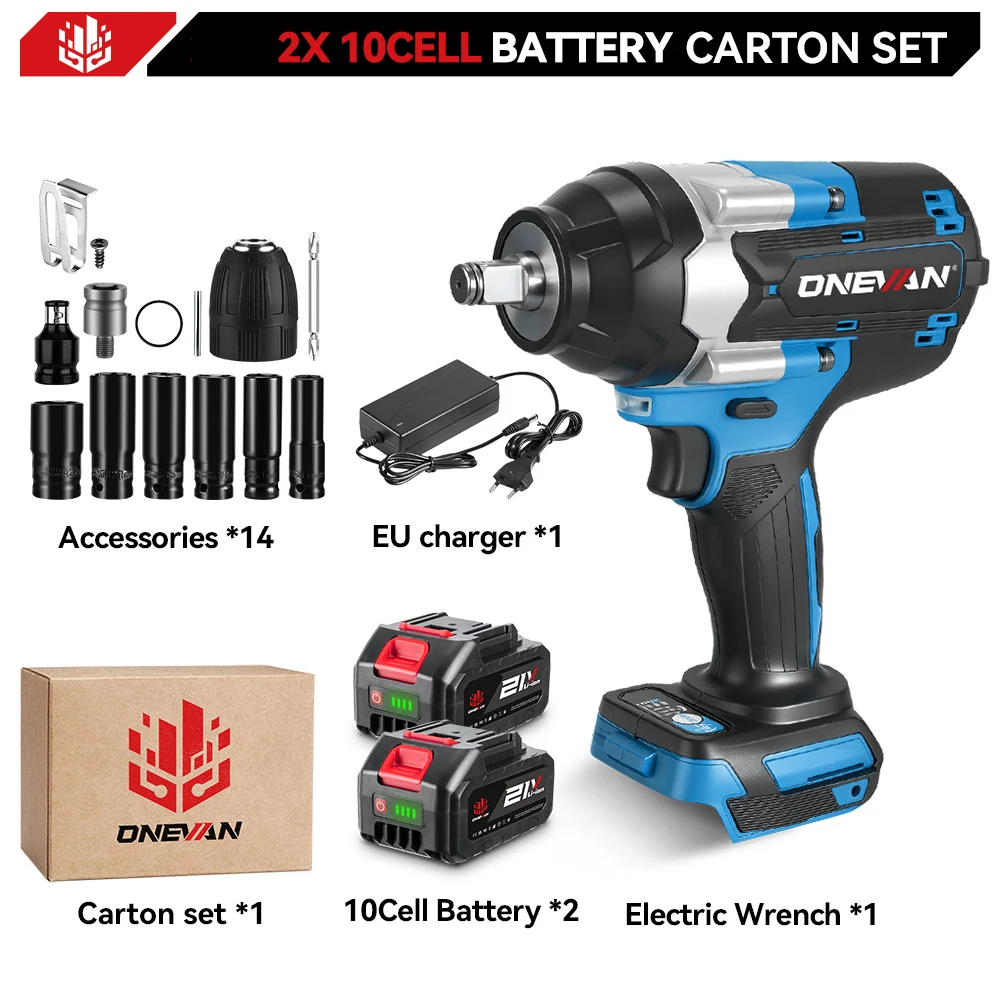 ONEVAN 1800N.M Brushless Electric Wrench 1/2 inch Cordless Impact Wrench Screwdriver Car Repair Tool For Makita 18V Battery Pin image 3