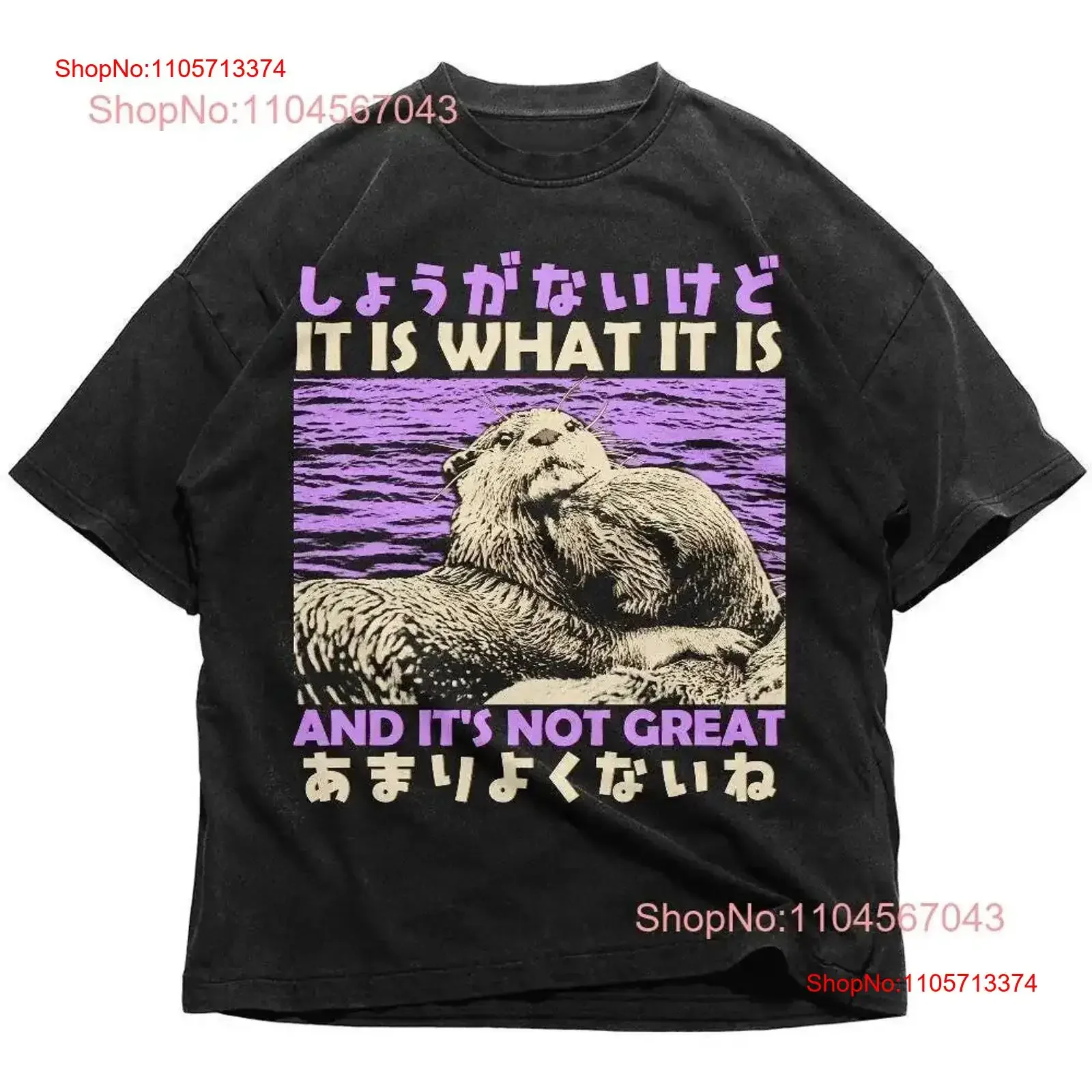 Frustrated Otter Japanese T Shirt Vintage Funny Retro vintage Washed Stylish Top For Everyday Wear Casual Stretched