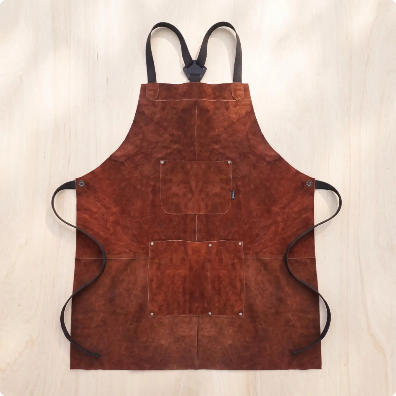 Heavy Duty Split Cowhide Leather Outdoor Apron with Multiple Pockets for Grilling BBQ Woodworking Workshop Tool Work