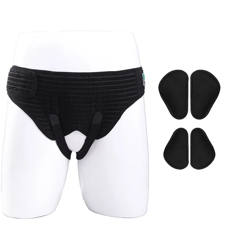 Adjustable Adult Hernia Belt Man Inguinal Groin Support Inflatable Hernia Bag with 2 Removable Compression Pads