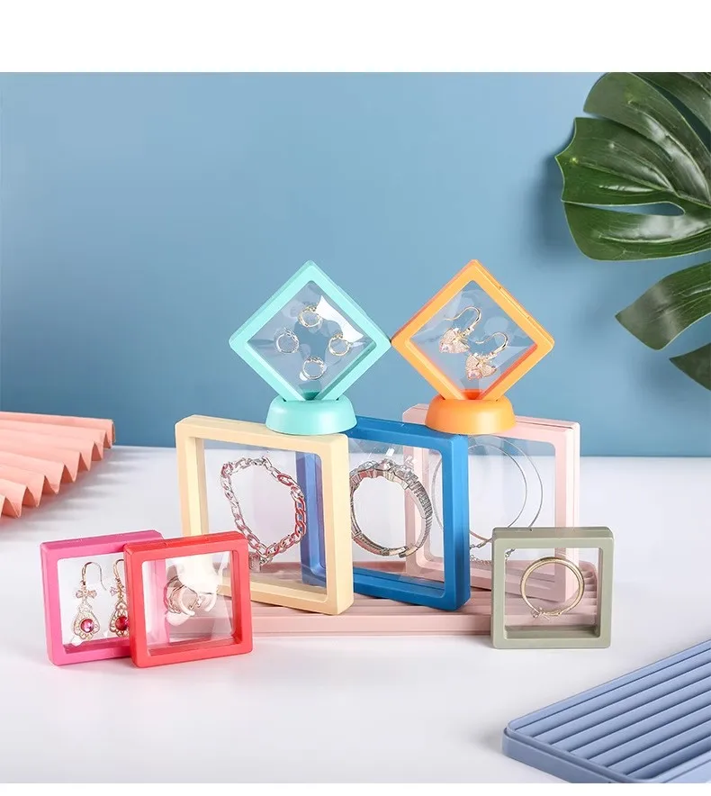 Bulk 3D Floating Frame Display Holder Stand Ornament Organizer Case Lot of 10 Travel Portable Suspended Gift Jewelry Storage Box