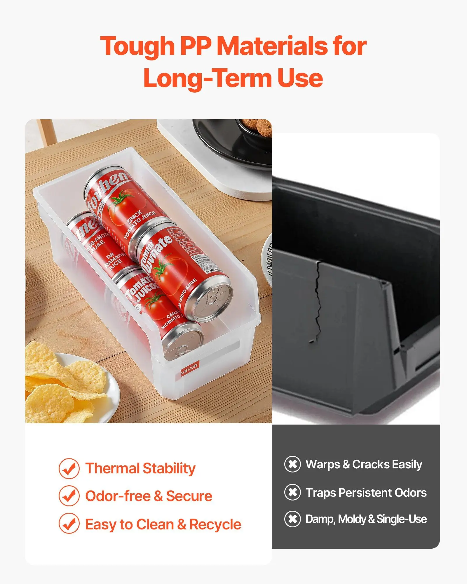 Stapelbare opbergbakken 8-pack 10,9x5,5x5,1" transparante plastic organizerbakken met labelstickers voor garagekast en kantoor