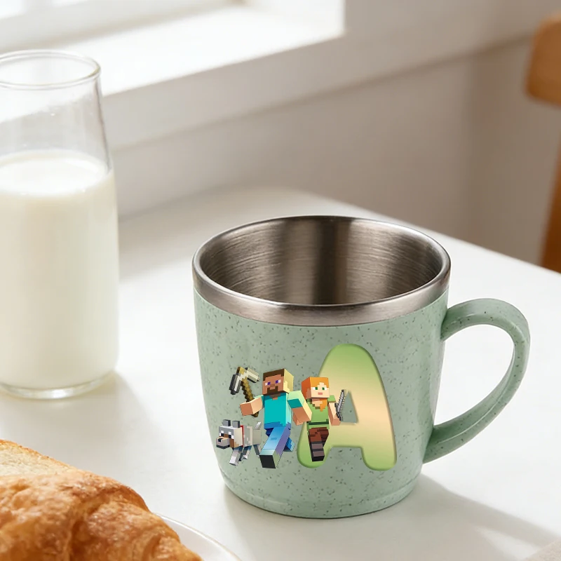 

Pixel Game Themed Water Cup Boy Girl Minecrafted Stainless Steel Toothbrush Cups Cartoon Home Coffee Drink Bottle Milk Water Cup