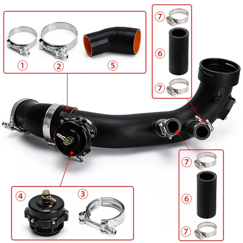 Flow Intake Turbo Chare Pipe Kit & Tial Flange & 50MM BOV For N54 E88 E90 E92 E93 135I 335I