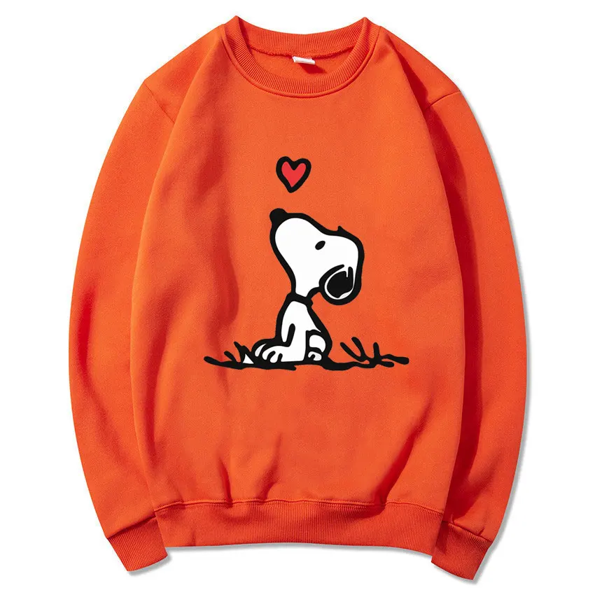 Snoopy Cartoon Anime Women Pullover Spring Autumn Men O-neck Hoodie 2024 New Fashion Oversized Couple Sweatshirt Tops