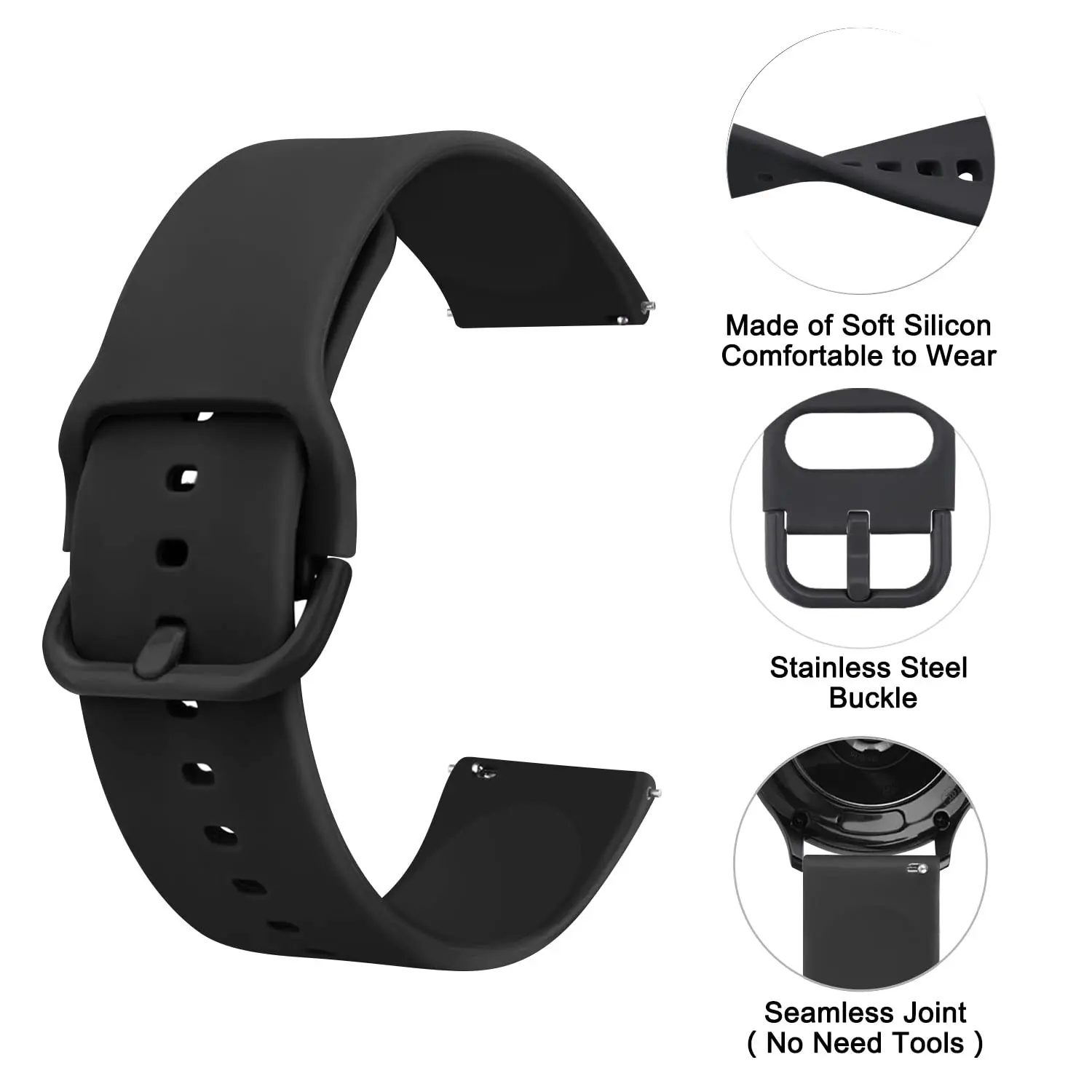 22mm/20mm Strap For Samsung Galaxy Watch 6 5 4 Pro/3/gear s3 frontier/Active 2 Silicone Watchband bracelet Galaxy 4 Classic 46mm