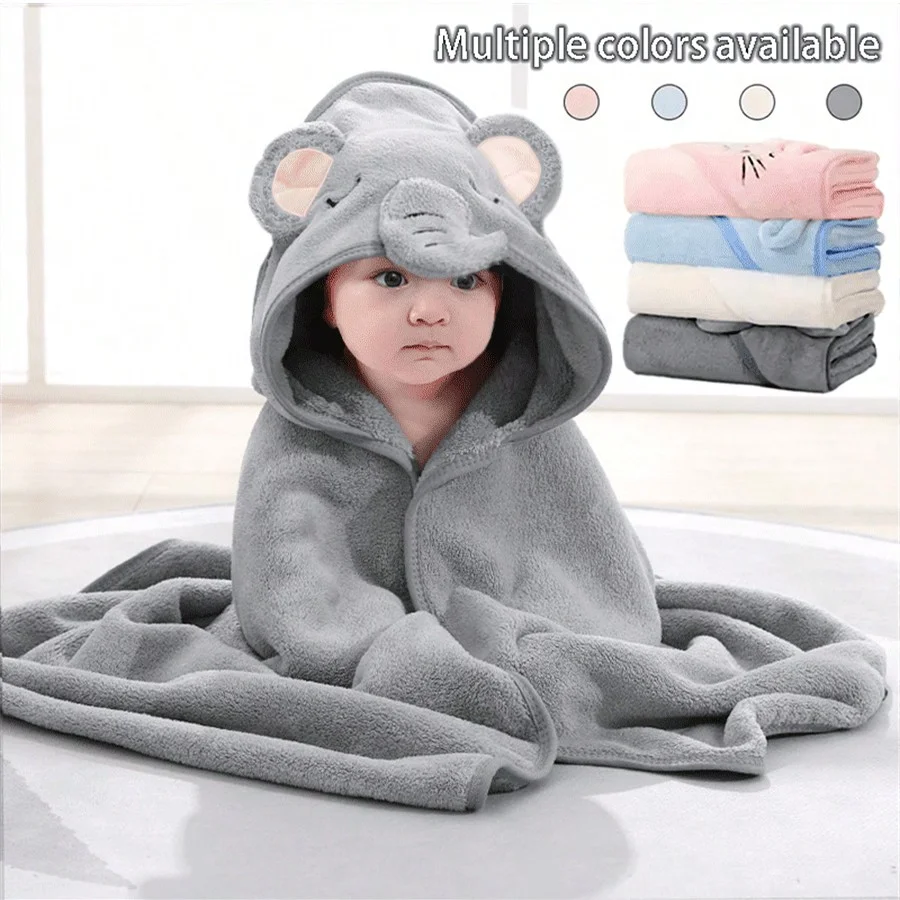 

Baby Bathrobe Infant Bath Towel Boy Girl Blankets Swaddle With Hood Cartoon Coral Fleece Towel Blanket Soft Newborn Towel
