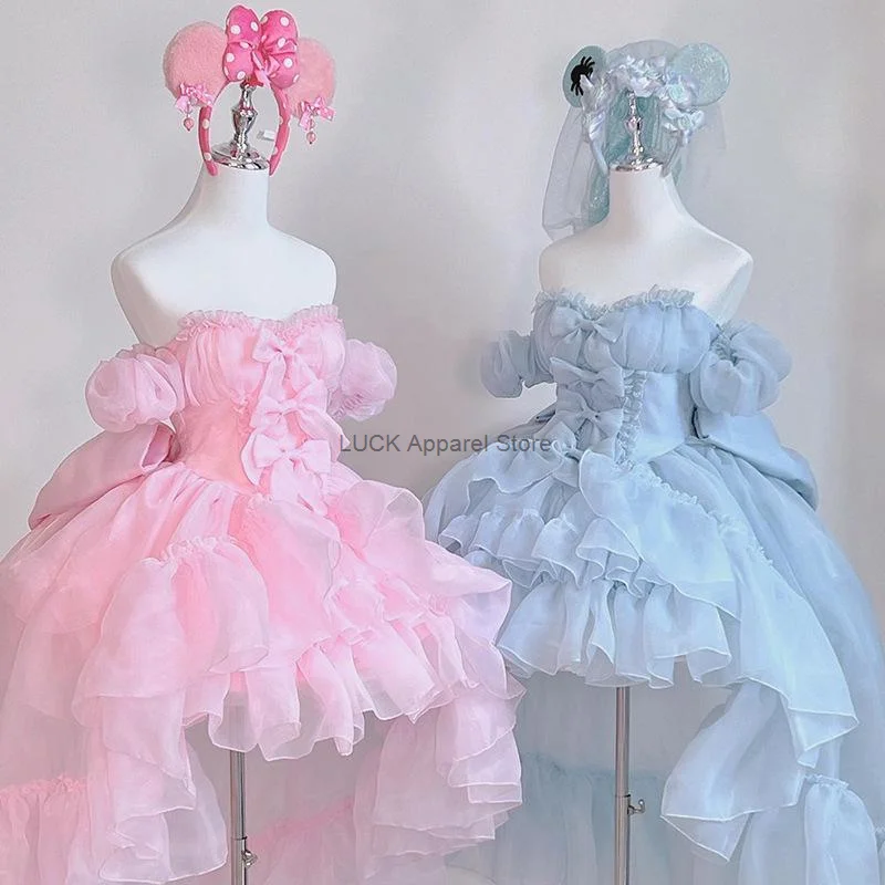 Princess Style Lolita Princess Dress Fluffy Dress Dopamine Lolita Runaway Child Girl Bow Sweet Fairy Dresses