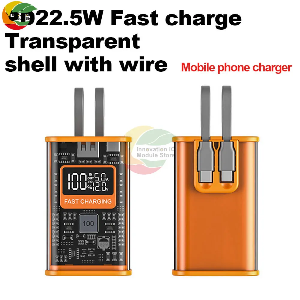 DIY Power Bank 21700 Battery Charger Case PD 22.5 W Fast Charging Case 10000mAh Polymer Battery Charging Power Bank Box