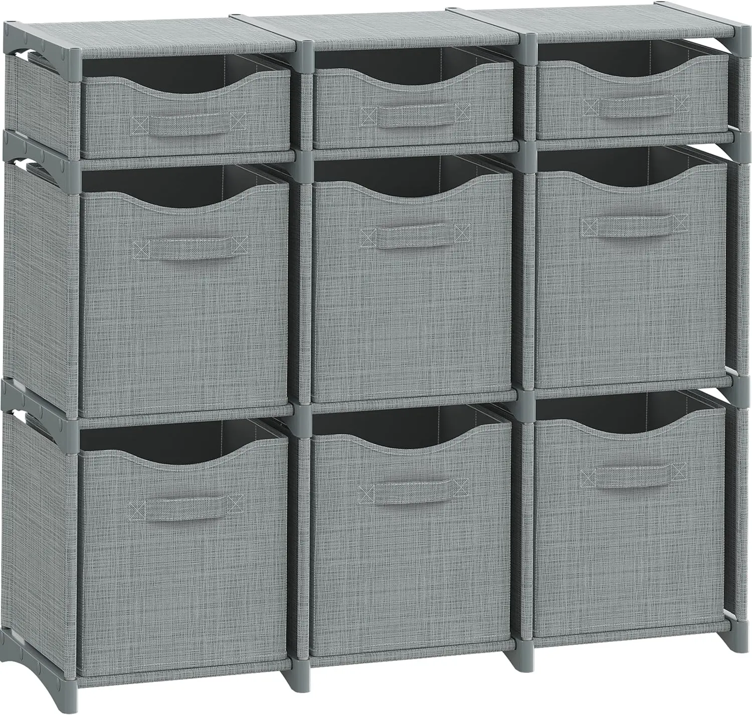 

9-Cube Closet Organizer with Drawers and Bins, Easy Assembly for Bedroom, Dorm, Playroom Storage in Light Grey