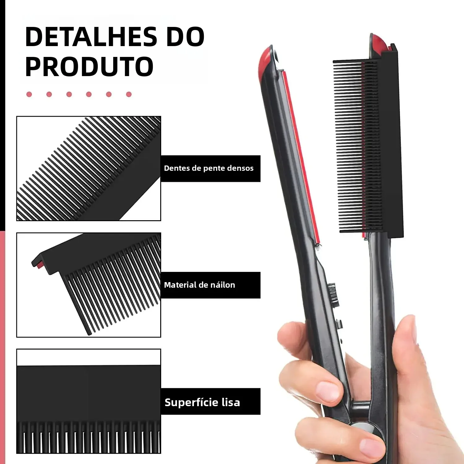 V tipo lavável dobrável alisador de cabelo pente escova de cabeleireiro pente barbeiro acessórios pente para estilo de cabelo ferramenta clipe
