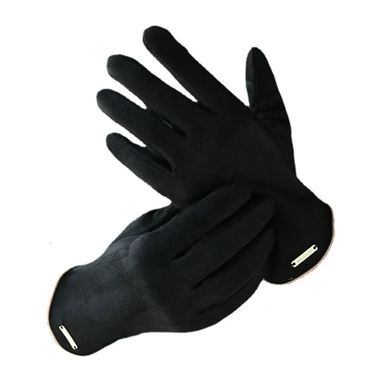 New Winter Gloves Men Brown PU Leather Cashmere Warm Driving Gloves Mittens Touch Screen Waterproof Tactical Gloves