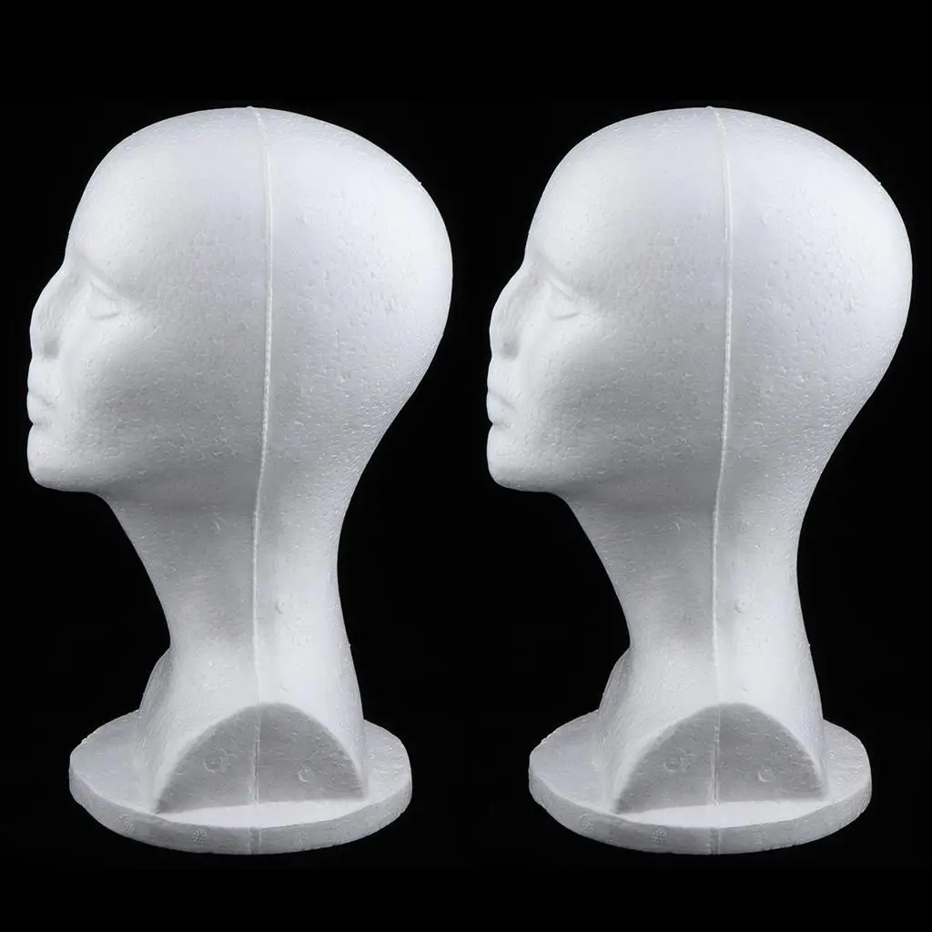 Salon Mall Display  Female Head Model  for,Hairpieces, Hats,Caps,Headwear,Glasses, Small, 2Pcs,12inch Height