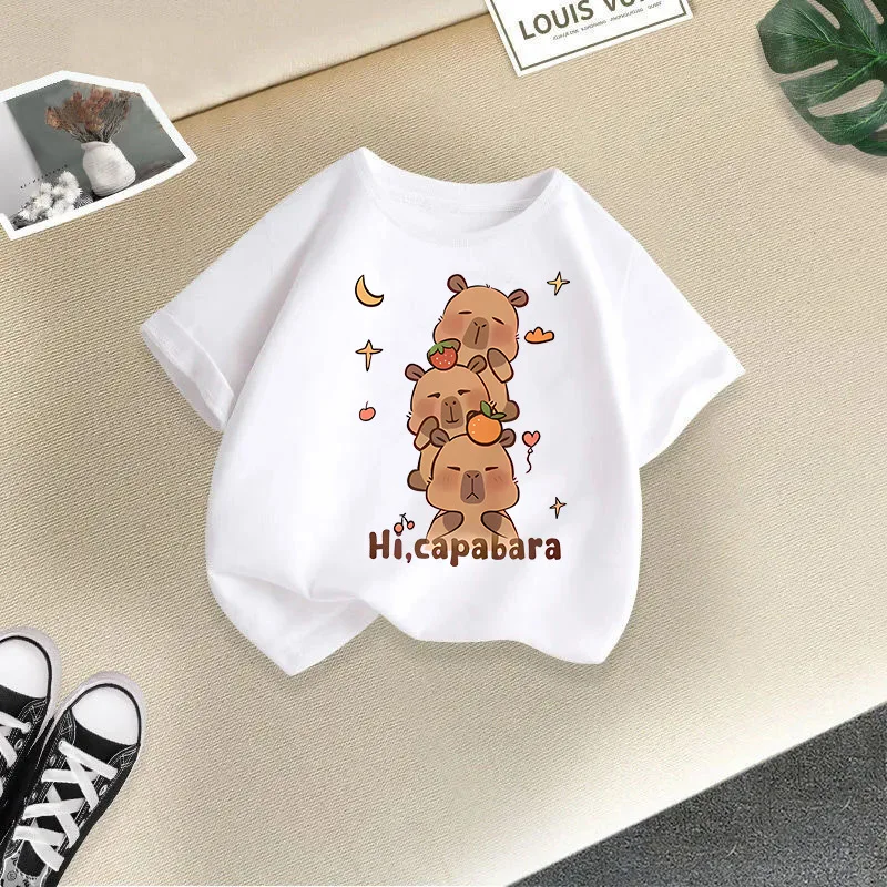 

2025 New Boys' and Girls' Short sleeved T-shirts Summer Children's Cartoon Top Girls' Casual Summer Fashion Trend