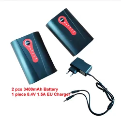 3400mAh 7.4V 8.4V heated clothing lithium battery for heated gloves,  shoulder straps, EU US charger DC3.5 dual plug