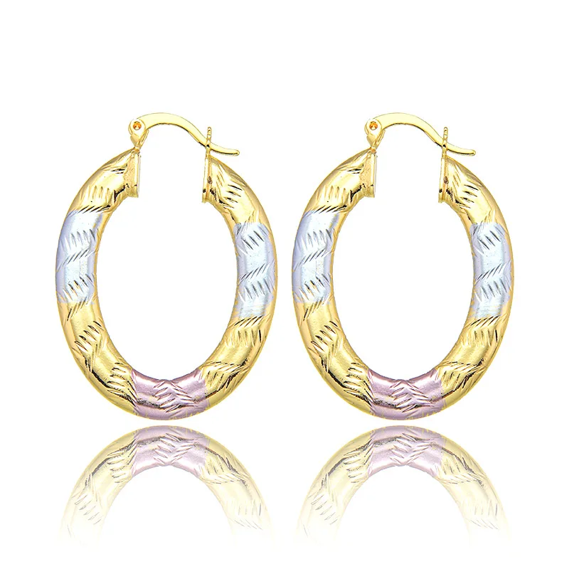 

Trendy 18K Gold Plated Copper Geometric Hoop Earrings Pink Gray Eardrop Women Fashion Accessories Wedding Party Birthday Gift