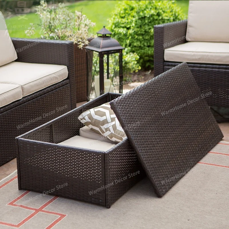 

Storage Outdoor Garden Sofas Living Room Villa Combination Leisure Garden Sofas Terrace Pe Rattan Furniture Sofá Jardín MHHYSF