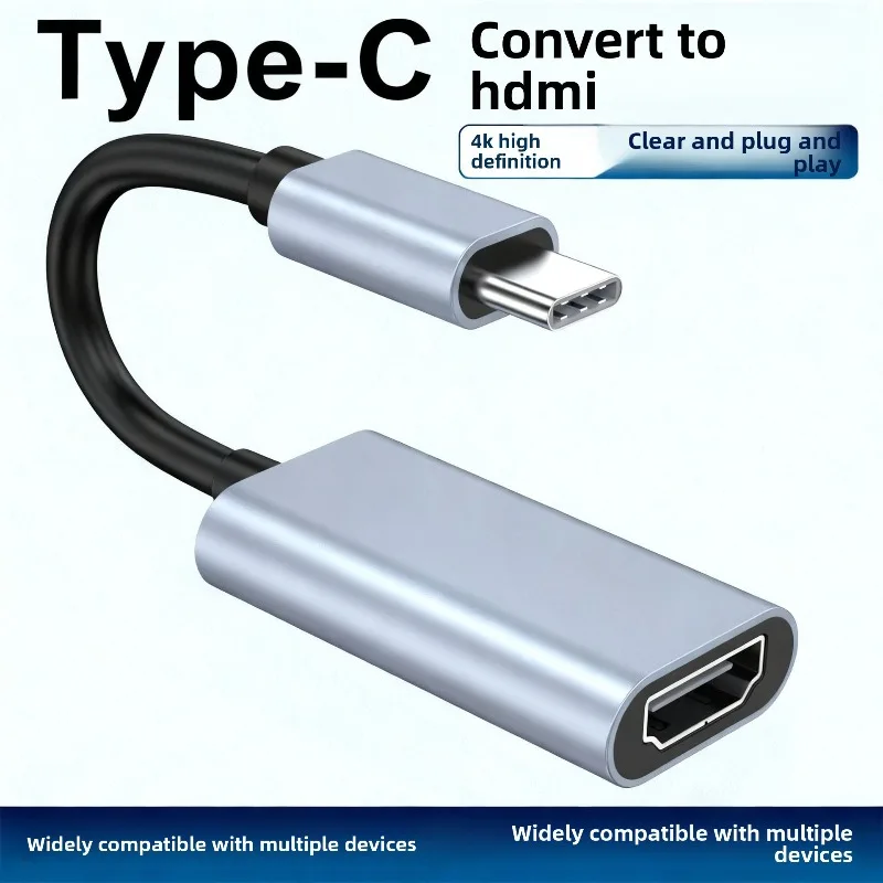 كابل محول من النوع C إلى HDMI 4K محول عرض الكمبيوتر المحمول للهاتف المحمول جهاز النسخ المتطابق الشاشة السلكية