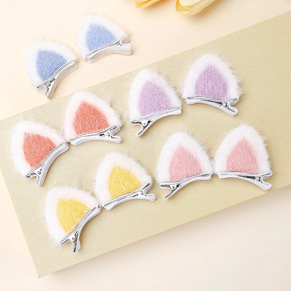 10pcs Furry Cat Ear Hair Clips for Girls Toddler Girls Headwear Wearing Party Decoration Kids Baby Hair Accessories