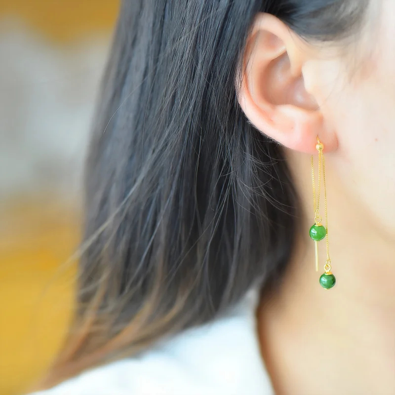 

Серьги из серебра 925 пробы с инкрустацией из хэтянской яшмы 6 мм