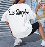 Los Angles Letter Print Short Sleeved Women Soft Breathable T-Shirt Cotton Comfortable Clothing Cool Harajuku Women'S Tee Shirts