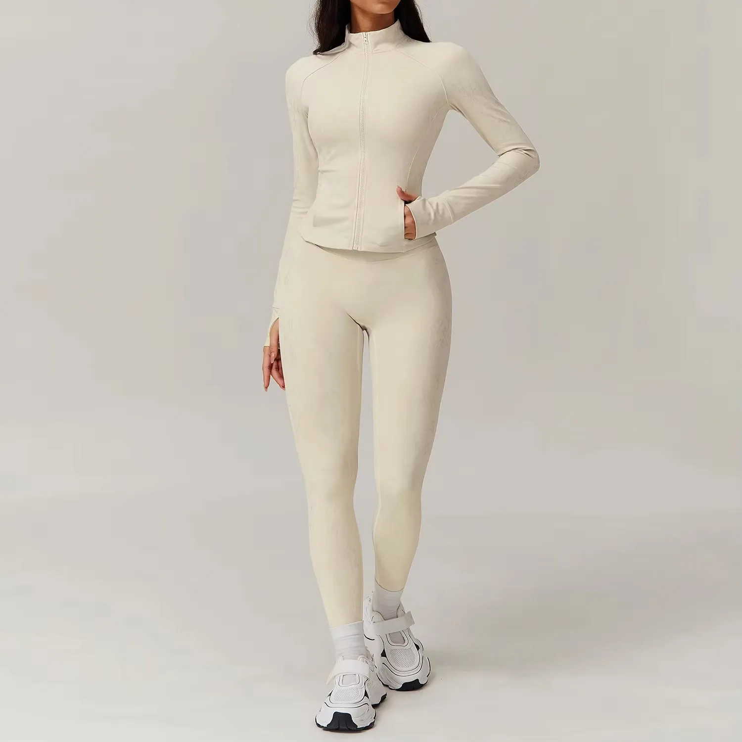 Fitness Set 2Pcs Sports Set Women Workout Suit Quick-Drying Yoga Clothes Gym Jackets Sportswear Female Running Jackets Set Women image 5