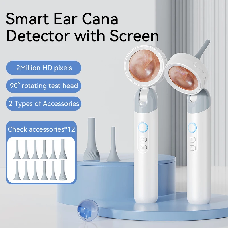 

Digital Otoscope Ear Cleaner 3.2mm Ear Wax Camera 4X Zoom 1.38 Inch Screen 1080P HD 90degree Rotation Head Scope