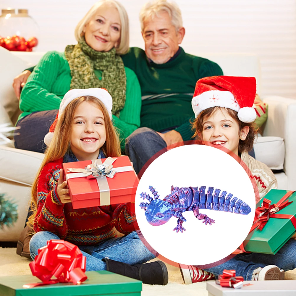 Estatueta mecânica articulada axolotl colecionável axolotl articulada 3d impresso animal para alívio do estresse decoração de casa