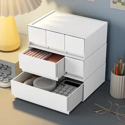 Desktop Stackable Drawer Simple White Office Stationery Organizer Home Desk Space-saving Cosmetic Sundries Storage Box