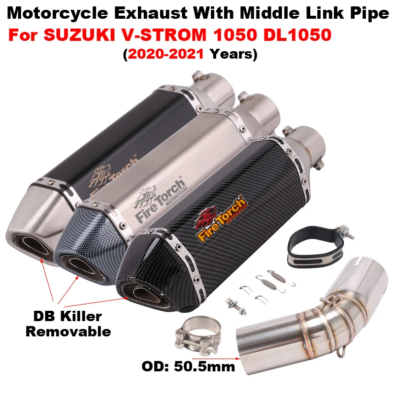 

Motorcycle Exhaust Escape Modify Middle Link Pipe Connection 51mm Muffler Moto Slip On For SUZUKI V-STROM 1050 DL1050 2020 2021