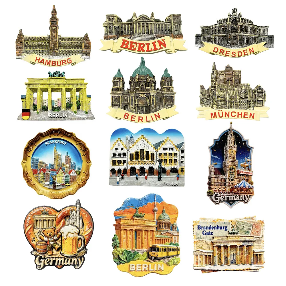 Ímãs de Geladeira da Alemanha: Dresden, Berlim, Munique, Hamburgo - Lembranças Turísticas e Artesanato para Decoração