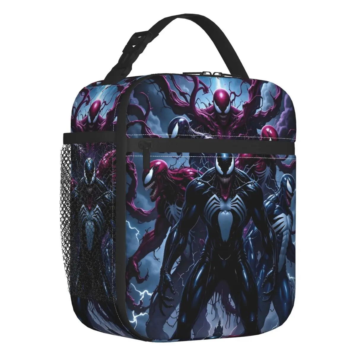 

Venom Comic Film Insulated Lunch Tote Bag for Women Marvel Superhero Resuable Cooler Thermal Bento Box Outdoor Camping Travel