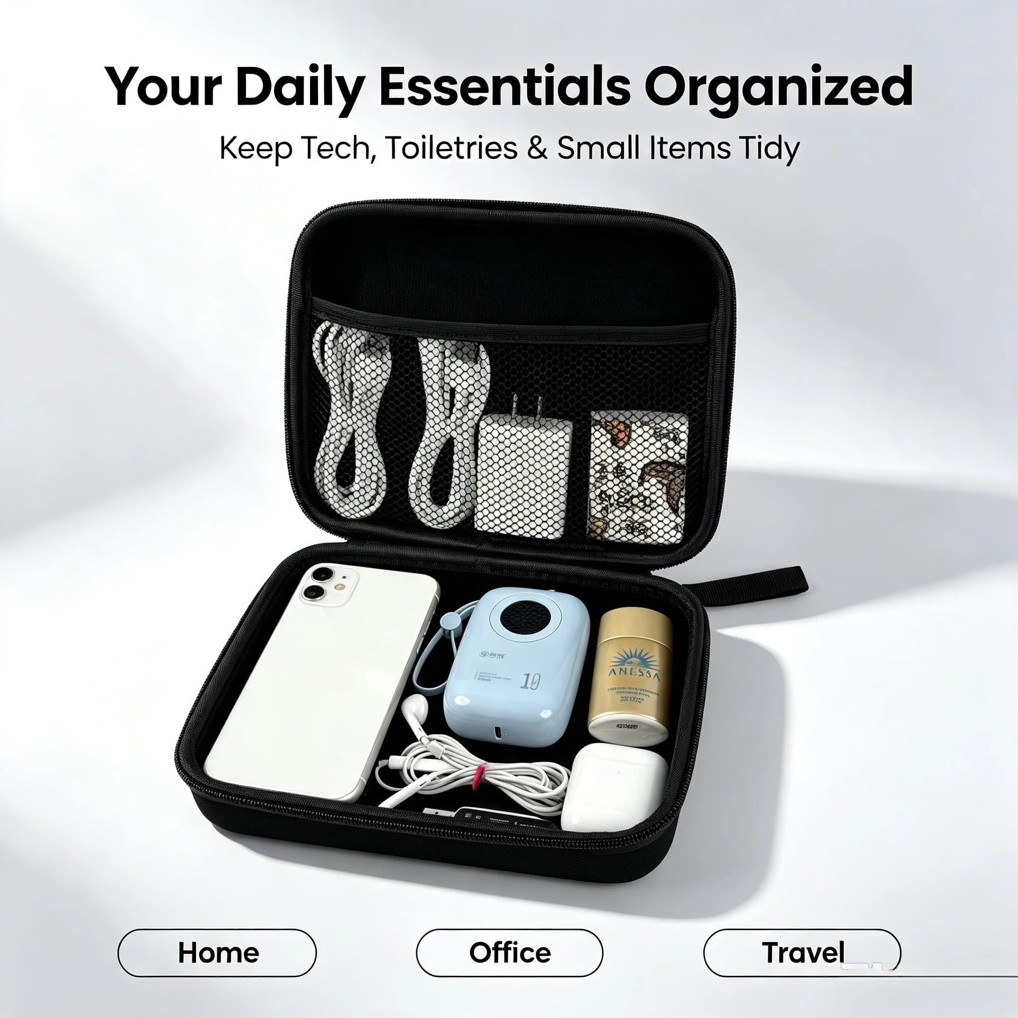 EVA Digital Storage Bag Portable Travel Cable Organizer Case Hard Shell Protective Pouch for Charger Cable Earphone Phone Access