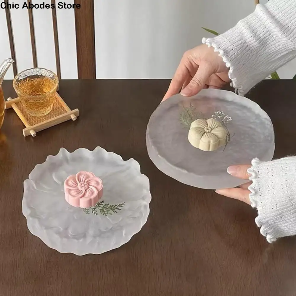 

Household Transparent Frosted Glass Plate Exquisite Ins Snacks Plate High Quality Elegant Cold Dishes Restaurant
