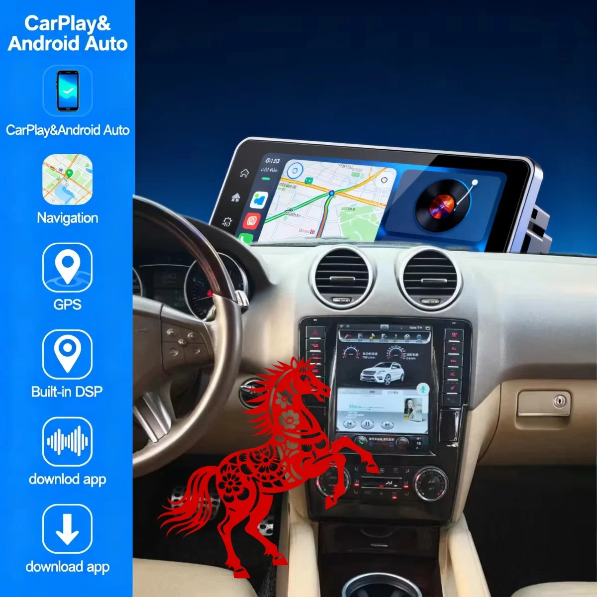 

For Mercedes Benz ML W164 W300 ML350/450 GL X164 G320 /350/ 450/500 2005 - 2012 Android Car Radio 2Din Stereo Receiver Autoradio