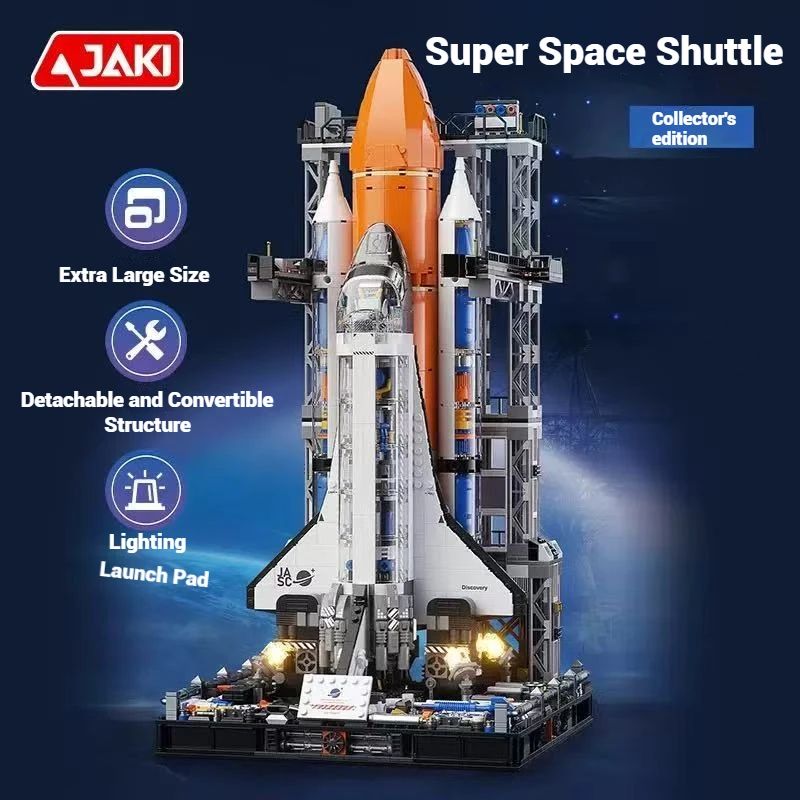 مجموعة ألعاب مكعبات البناء من سلسلة JAKI Space Exploration، لعبة تجميع نموذج طائرة الفضاء Super Rocket، هدية عيد ميلاد للأطفال #1