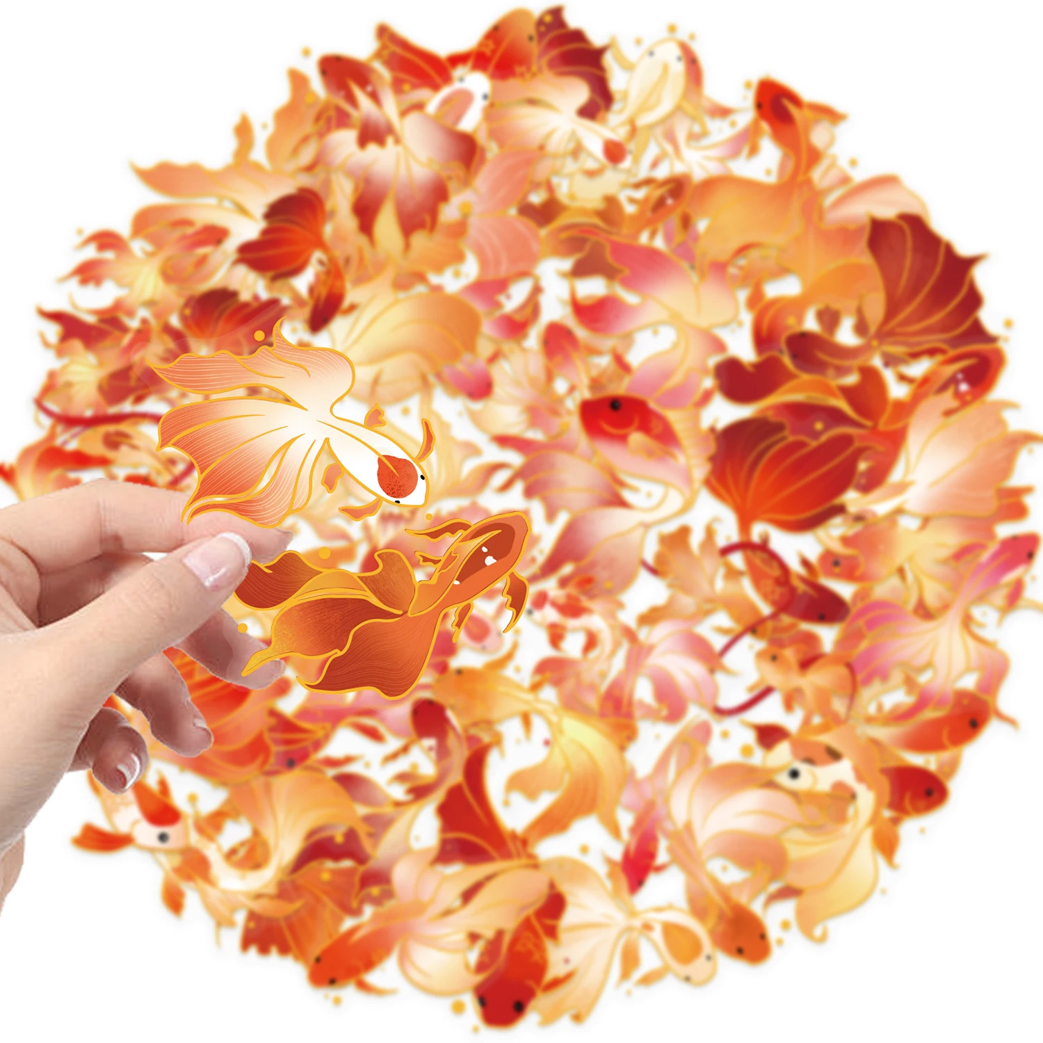 50 stücke Glück Koi Transparent Fisch Aufkleber Meerestiere Cartoon Aufkleber Sammelalbum Telefon Gepäck Kreative Aufkleber Dekoration