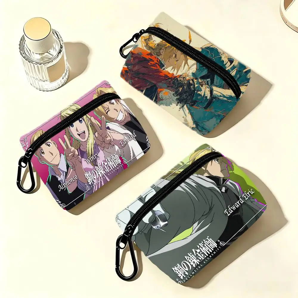Anime Fullmetal Alchemist Multifunctional Oxford Cloth Small Pouch With Hook Mini Coin Wallet Earbud Storage Bag